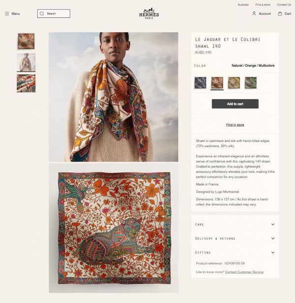 Le Jaguar Et Le Colibri Shawl 135 CM Red Colorful Cashmere And Silk  357904