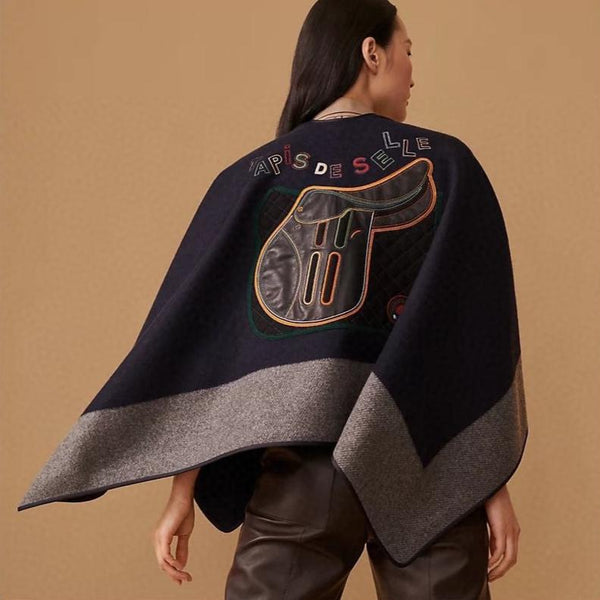 PONCHO 130 CM IN COLORFUL CASHMERE WITH HAND-ROLLED EDGES 371988