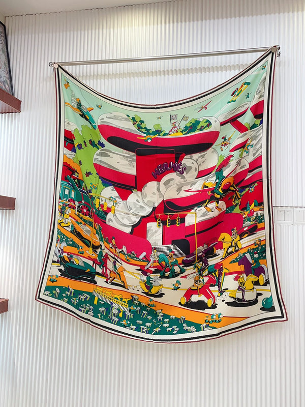 Locomotion shawl 140 CM In Light Turquoise Colorful Cashmere And Silk 378463