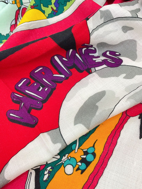 Locomotion shawl 140 CM In Light Turquoise Colorful Cashmere And Silk 378463