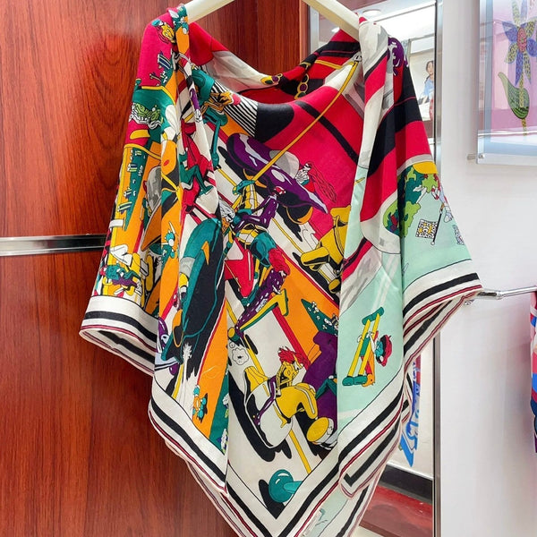 Locomotion shawl 140 CM In Light Turquoise Colorful Cashmere And Silk 378463