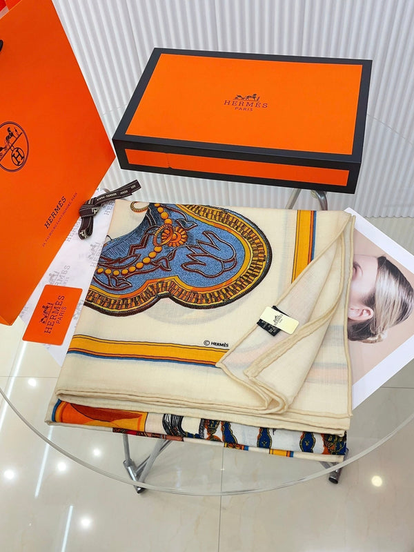 Grand Apparat Forever Scarf 140 CM In White Colorful Cashmere And Silk 378466