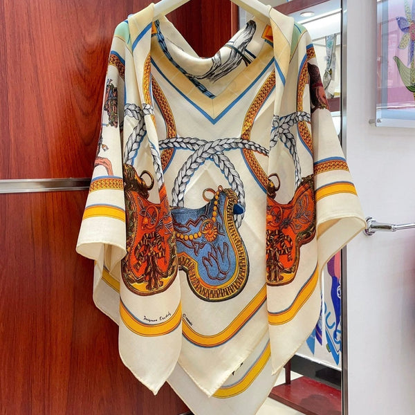 Grand Apparat Forever Scarf 140 CM In White Colorful Cashmere And Silk 378466