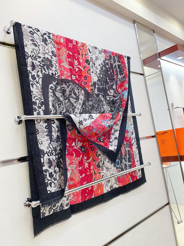 Scarf 200 CM In Black Colorful Cashmere 381147