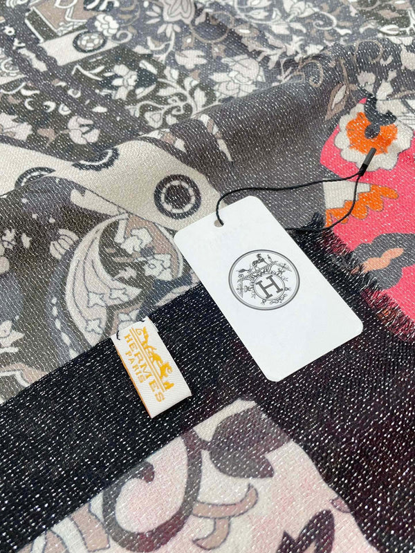 Scarf 200 CM In Black Colorful Cashmere 381147