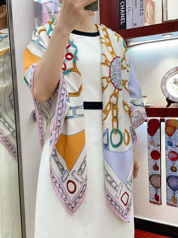 Effet Kaleidoscope Shawl 135 CM In Colorful Cashmere And Silk 382607