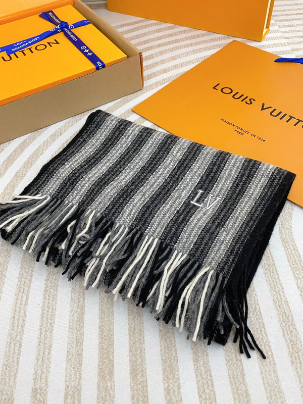 SCIARPA IN MAGLIA 180 CM IN CASHMERE NERO MISTO GRIGIO 388179