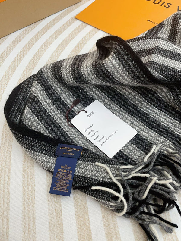 SCIARPA IN MAGLIA 180 CM IN CASHMERE NERO MISTO GRIGIO 388179