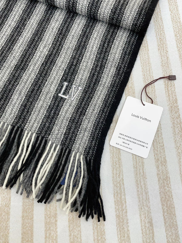 SCIARPA IN MAGLIA 180 CM IN CASHMERE NERO MISTO GRIGIO 388179