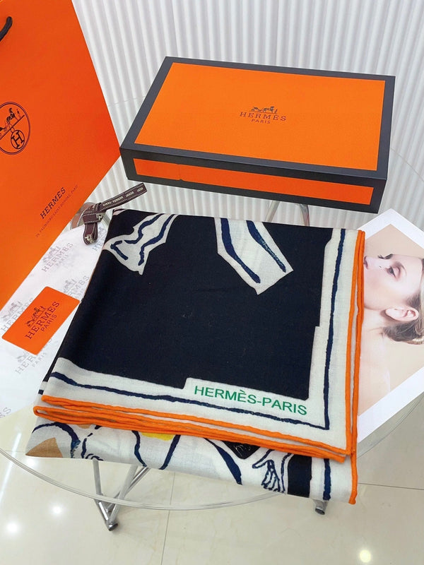 Choregraphie Equestre Pareo Scarf 140 CM Black Colorful Cashmere And Silk 393169