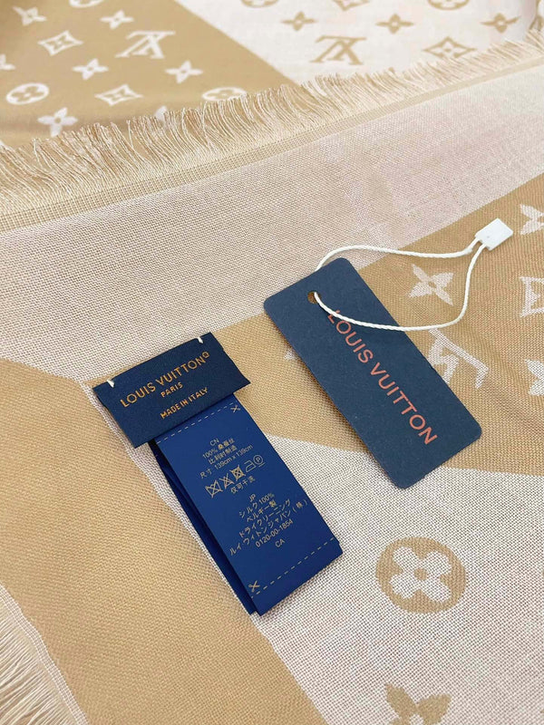 SCIARPA DUOGRAM 140 CM IN SETA ROSA BEIGE 396238