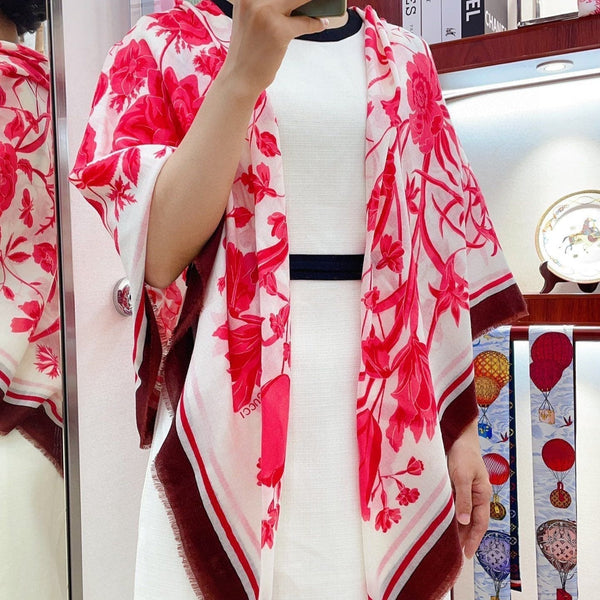 SCIARPA QUADRATA 140 CM IN CASHMERE ROSSO ROSA 398256