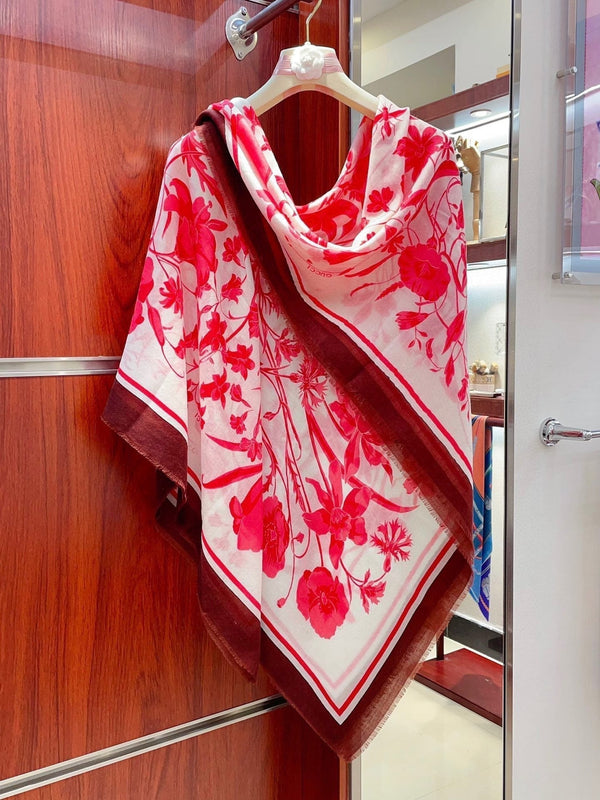 SCIARPA QUADRATA 140 CM IN CASHMERE ROSSO ROSA 398256