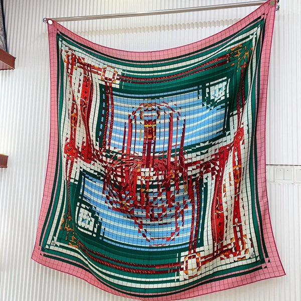 Coaching Deja-Vu Shawl 140 CM Pink Colorful Cashmere And Silk 398264