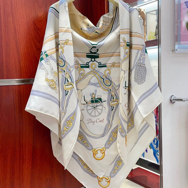 Palonniers Scarf 140 CM White Colorful Cashmere And Silk 401162