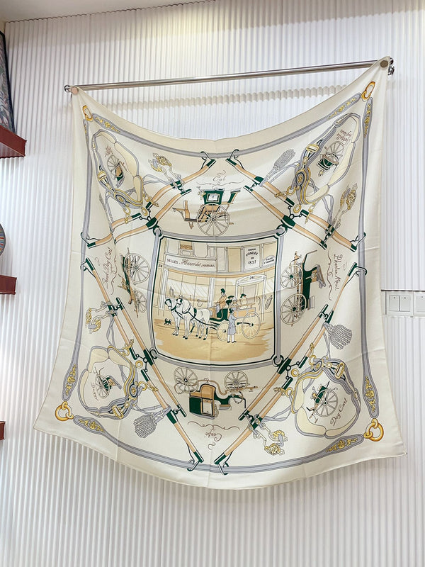 Palonniers Scarf 140 CM White Colorful Cashmere And Silk 401162