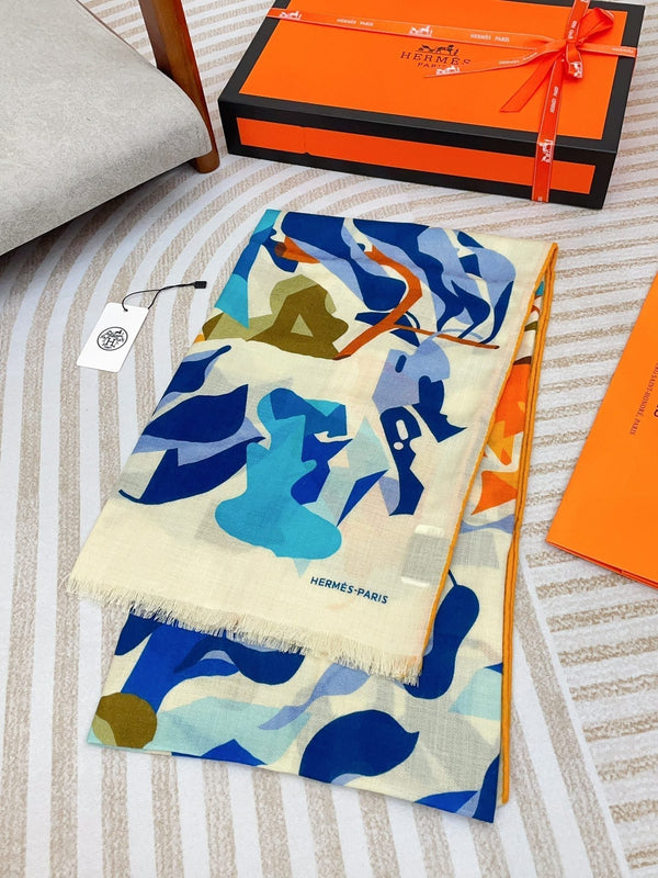 Scarf 180 CM White Colorful Mashmere And Silk  403887