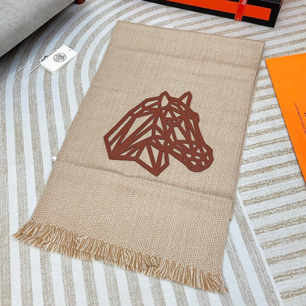 Scarf 200 CM Beige Thick Knit Fabric