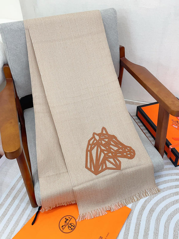 Scarf 200 CM Beige Thick Knit Fabric