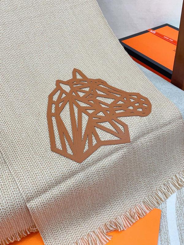 Scarf 200 CM Beige Thick Knit Fabric