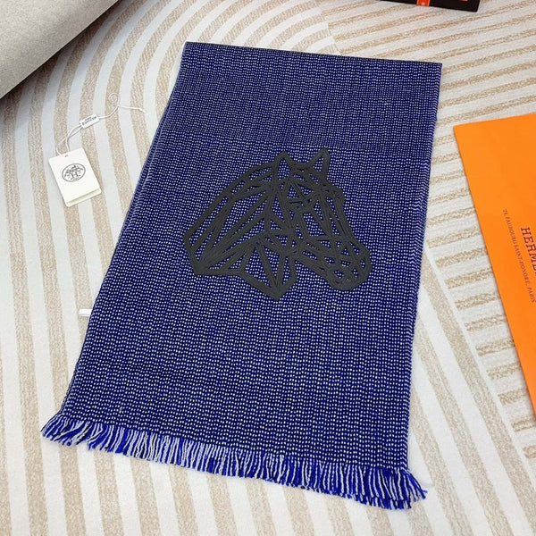 Scarf 200 CM Blue Thick Knit Fabric