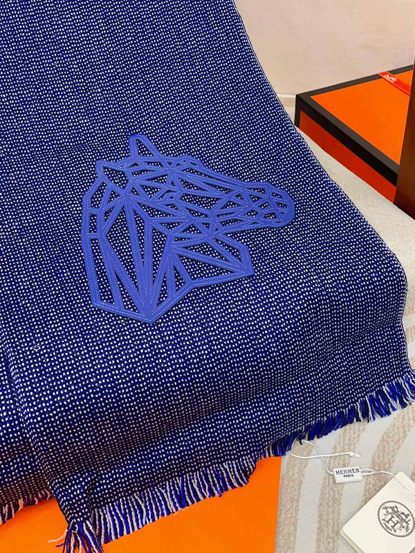 Scarf 200 CM Blue Thick Knit Fabric