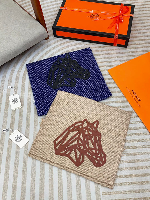 Scarf 200 CM Blue Thick Knit Fabric