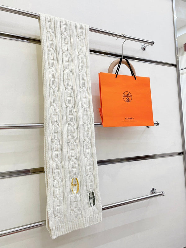 Scarf 170 CM White Cashmere Handwoven