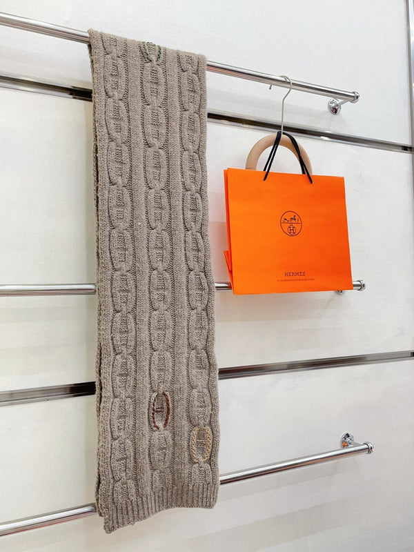 Scarf 170 CM Light Brown Cashmere Handwoven