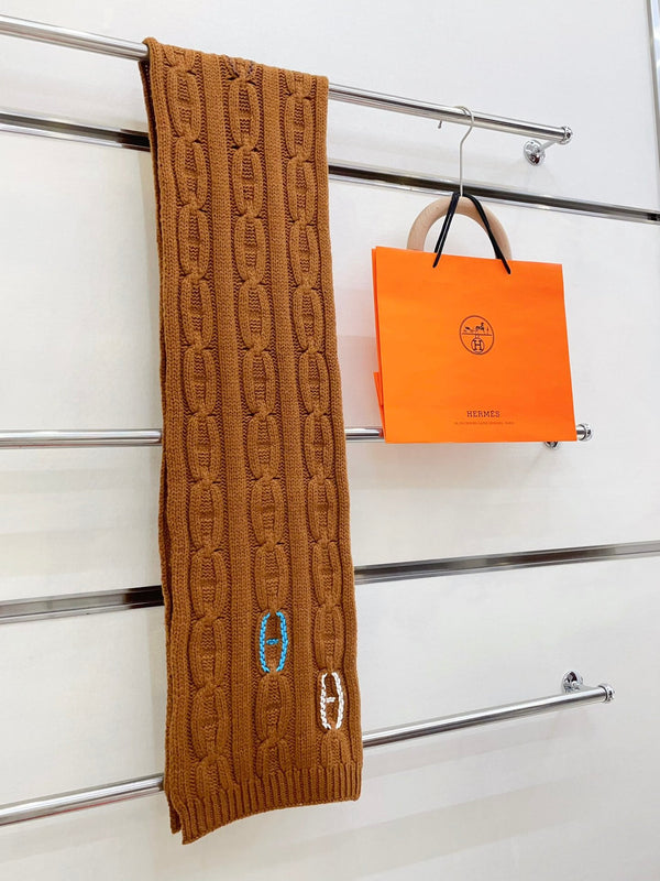 Scarf 170 CM Brown Orange Cashmere Handwoven