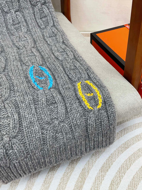 Scarf 170 CM Grey Cashmere Handwoven