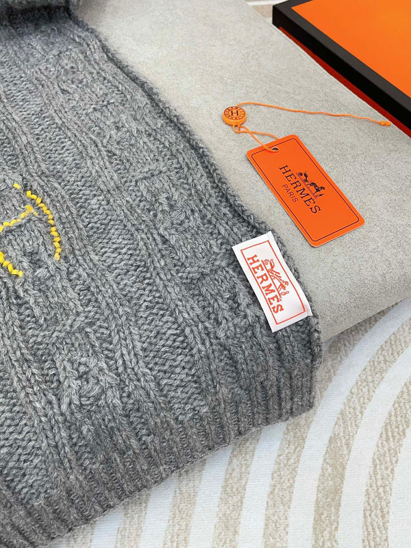 Scarf 170 CM Grey Cashmere Handwoven