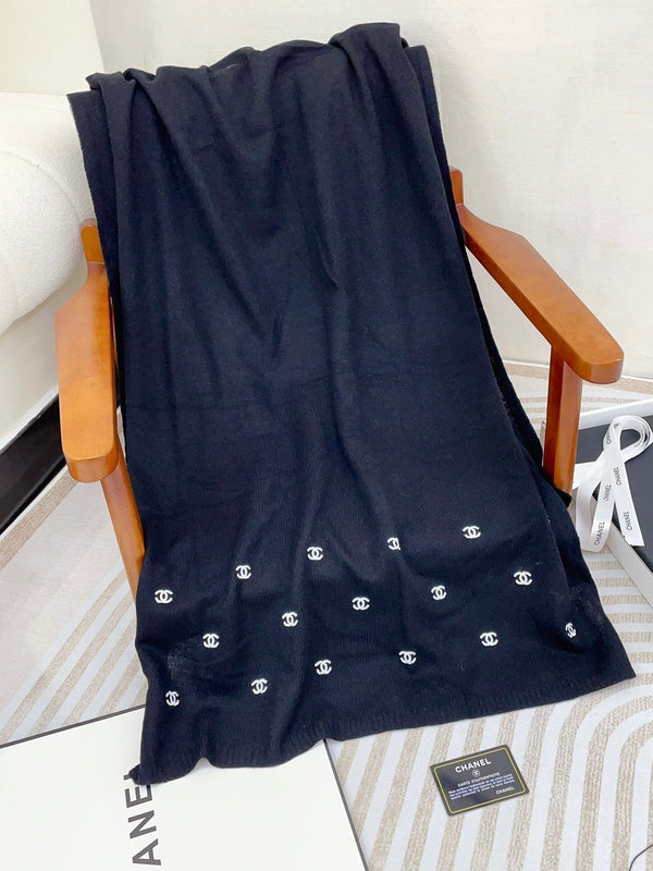 CC Scarf 190 CM In Black White Cashmere 418222