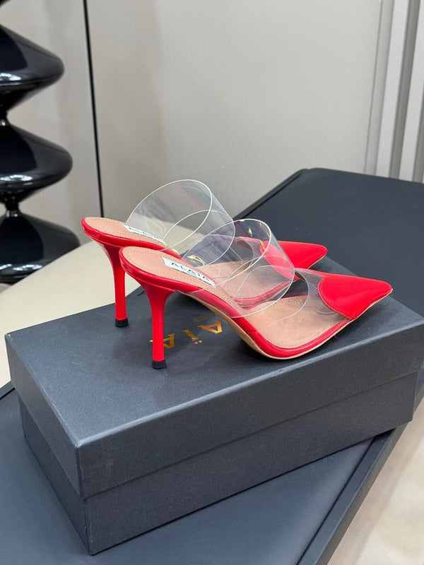 alaia mule 90 optic red heart pelle di agnello