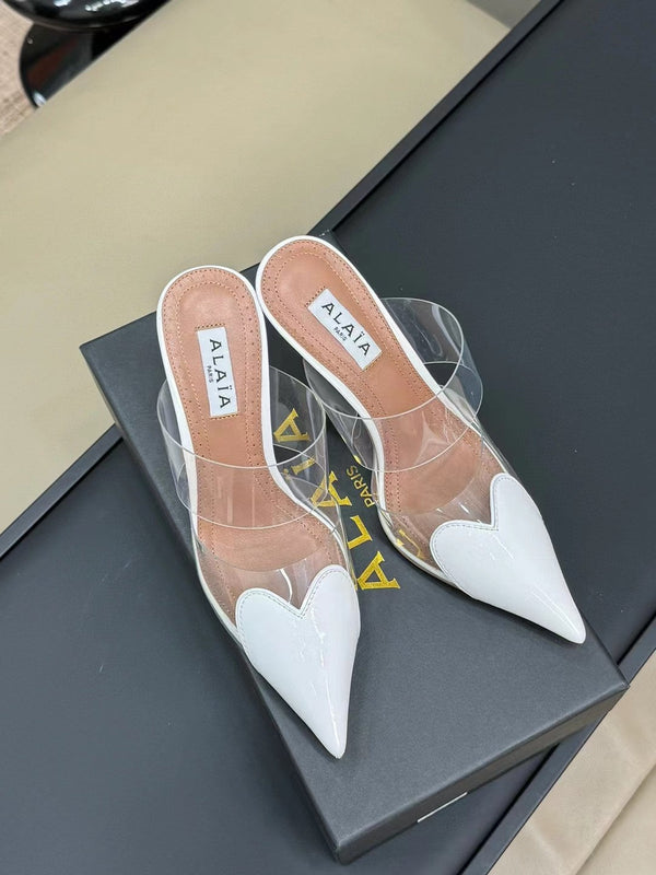 alaia mule 90 bianco ottico cuore in pelle di agnello