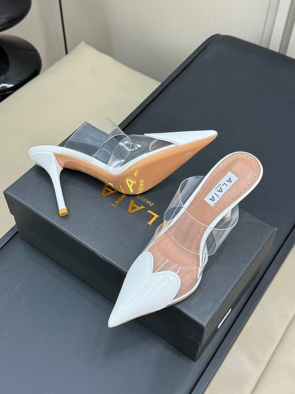 alaia mule 90 bianco ottico cuore in pelle di agnello