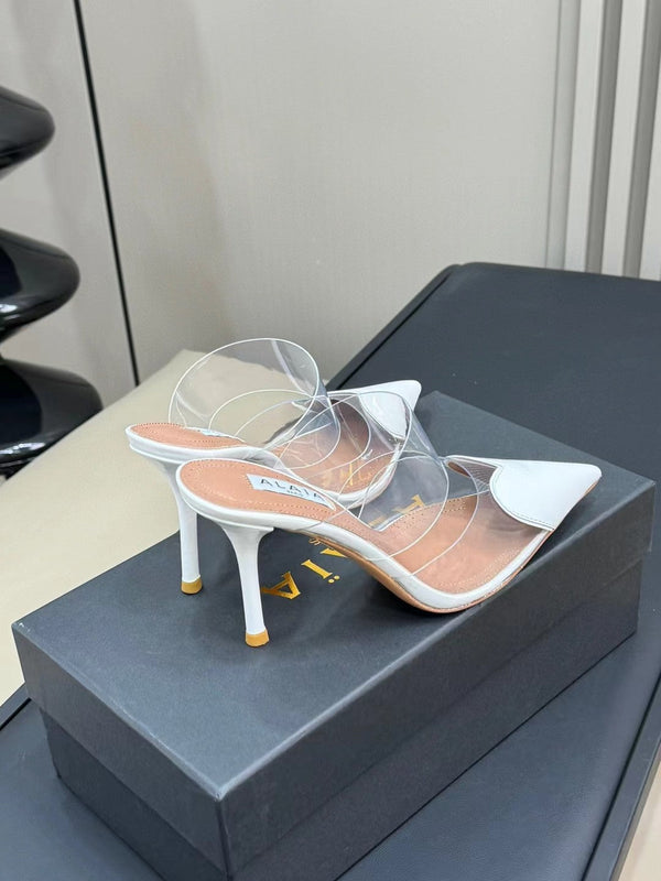 alaia mule 90 bianco ottico cuore in pelle di agnello