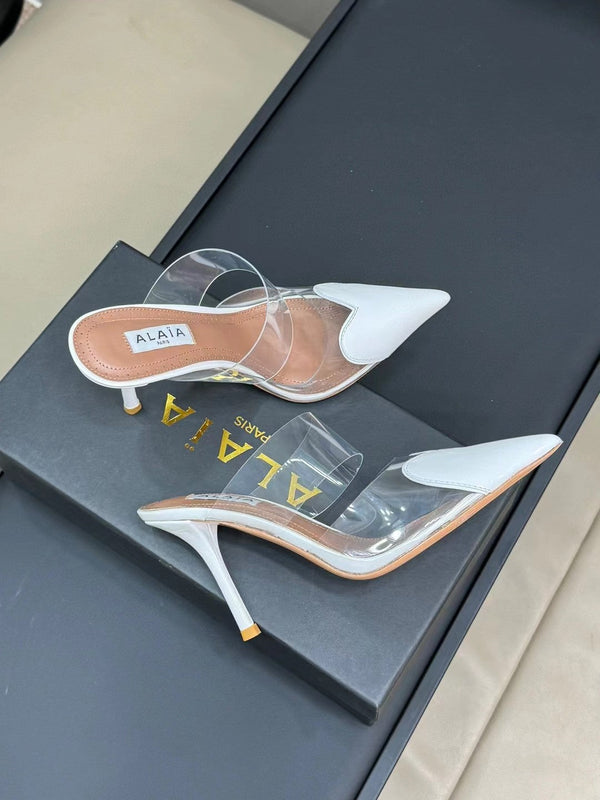 alaia mule 90 bianco ottico cuore in pelle di agnello