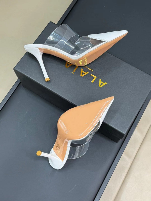 alaia mule 90 bianco ottico cuore in pelle di agnello