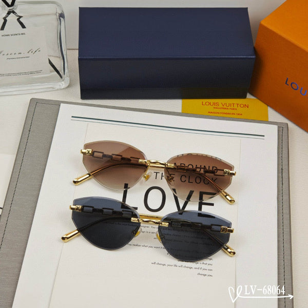 CHAIN CAT EYE SUNGLASSES 68064 IN METAL