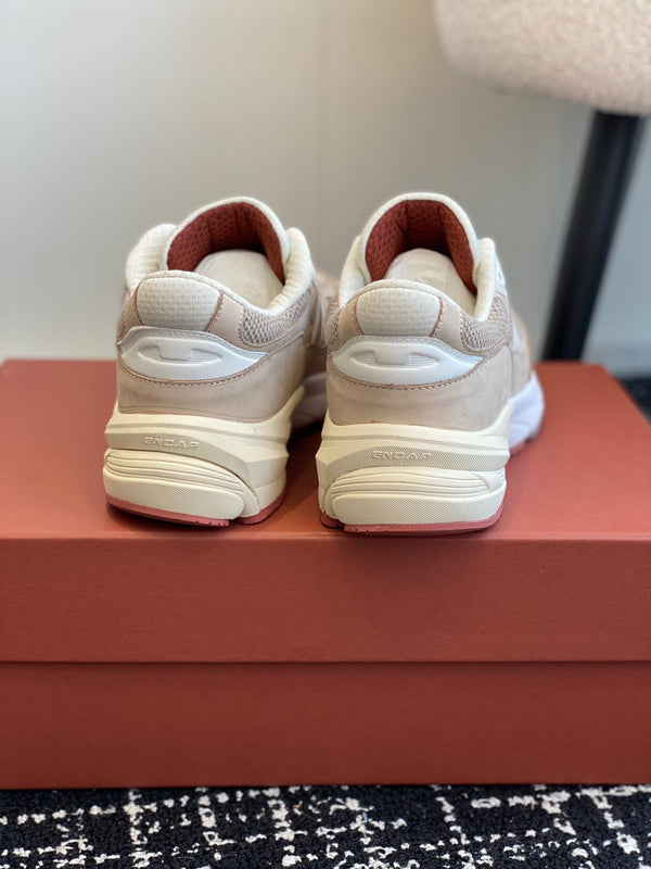 Sneaker LP x NB 990v6 45mm grigio scuro pelle di vitello rosa scuro e tessuto a rete