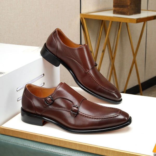 HM DOPPIA CINTURINO MONK IN PELLE DI VITELLO RUSSET