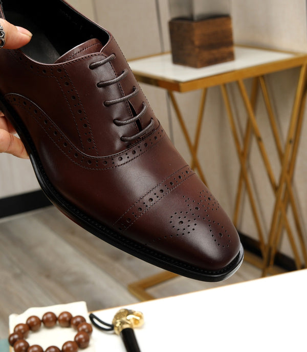 HM OXFORD LACE-UP RUSSET WITH PATTERN CALFSKIN