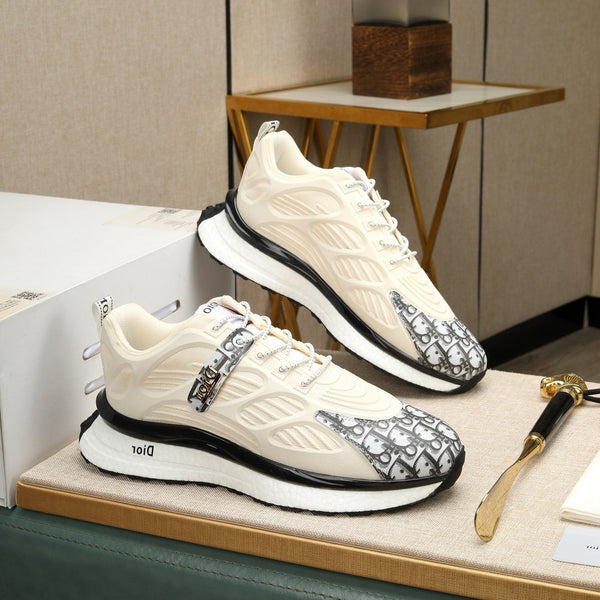 CD RUNNER SNEAKER CREAM AND BLACK CALFSKIN