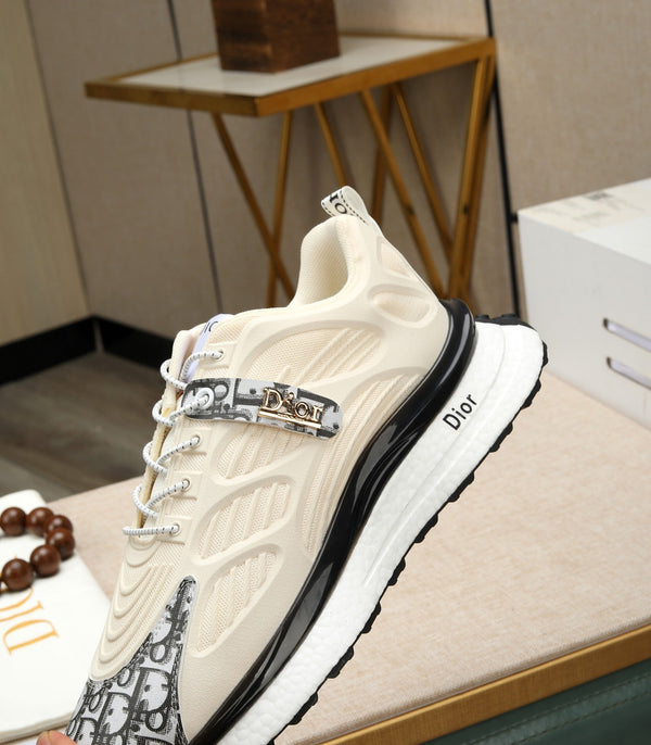 CD RUNNER SNEAKER CREAM AND BLACK CALFSKIN