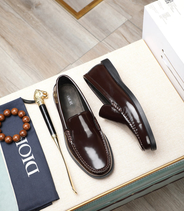 CD RETRO SEWED LOAFER WINE POLISHED CALFSKIN