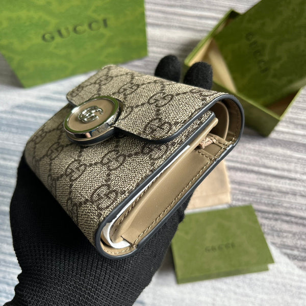 MINI PORTAFOGLIO 11 IN TELA BEIGE MIX MARRONE