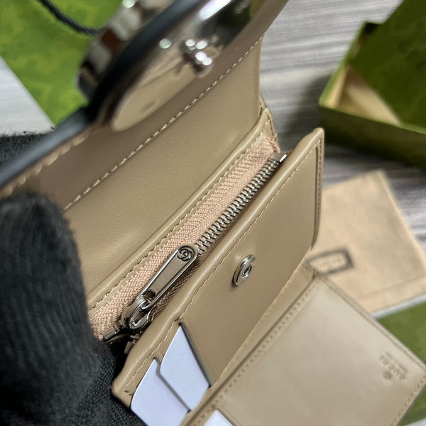 MINI PORTAFOGLIO 11 IN TELA BEIGE MIX MARRONE