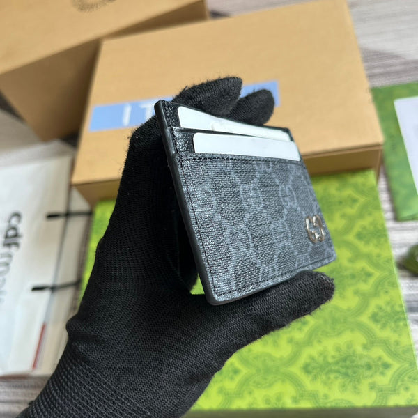 PORTA CARTE GG 11 CON DETTAGLIO GG IN PELLE DI VITELLO NERA