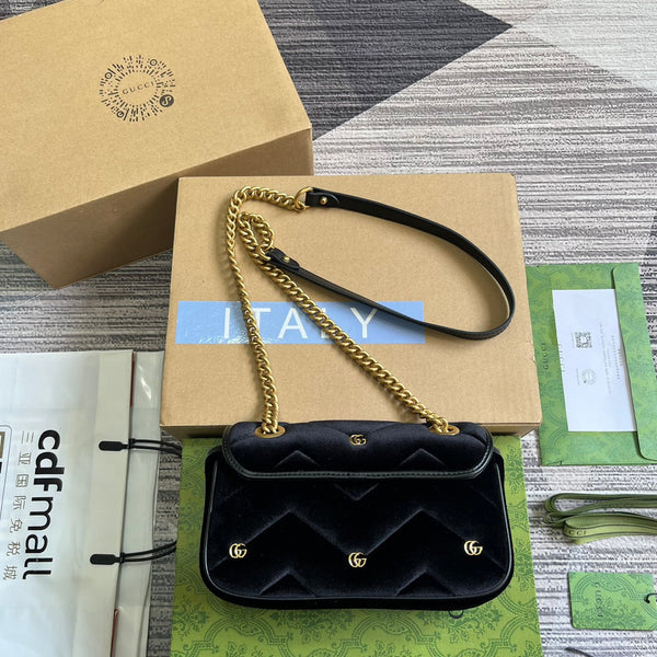 BORSA GG MARMONT MINI 22 IN VELLUTO NERO